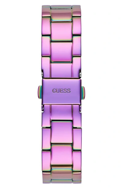 Shop Guess Logo Crystal Pavé Iridescent Bracelet Watch, 36mm In Iridescent/iridescent/irid