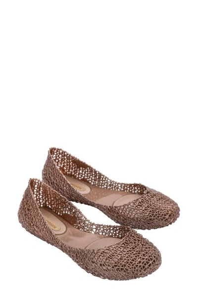 Shop Melissa Campana Papel Flat In Metallic Rose