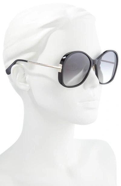 Shop Max Mara 60mm Round Sunglasses In Black/ Gold/ Smoke
