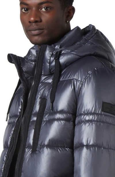 Andrew Marc Gotham Water Resistant Mid Length Puffer Jacket In Asphalt