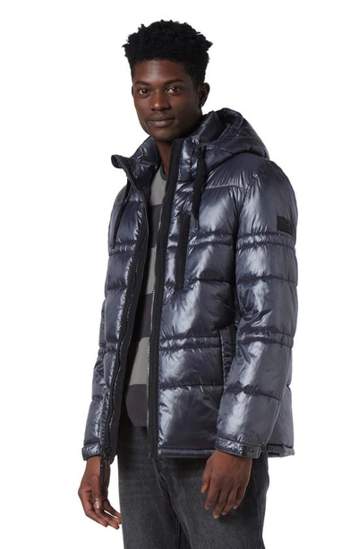 Andrew Marc Gotham Water Resistant Mid Length Puffer Jacket In Asphalt