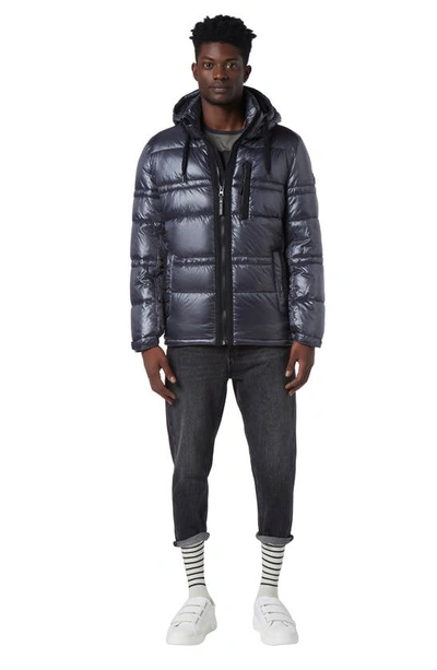 Andrew Marc Gotham Water Resistant Mid Length Puffer Jacket In Asphalt