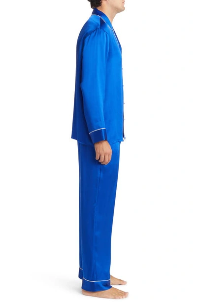 Shop Nordstrom Classic Silk Pajamas In Blue Surf