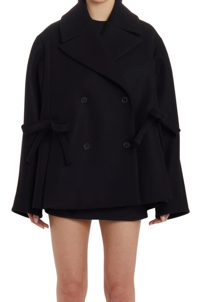 Shop Valentino Double Breasted Wool Cape Jacket In Uwt Pink Pp