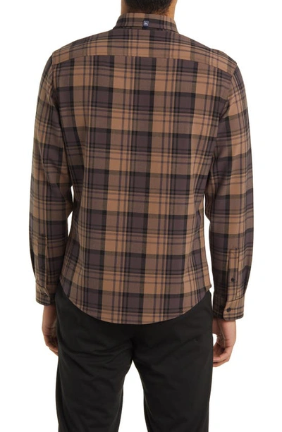 Shop Mizzen + Main Upstate Plaid Stretch Flannel Button-up Shirt In Caribou Brown Plaid