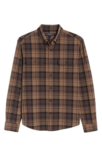 Shop Mizzen + Main Upstate Plaid Stretch Flannel Button-up Shirt In Caribou Brown Plaid