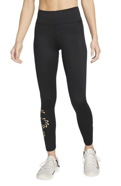 Shop Nike Therma-fit One Graphic Training Leggings In Black/ White