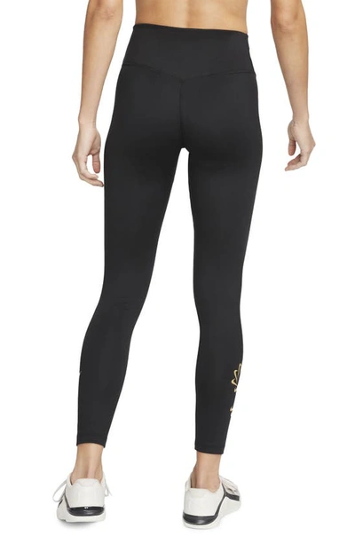 Shop Nike Therma-fit One Graphic Training Leggings In Black/ White