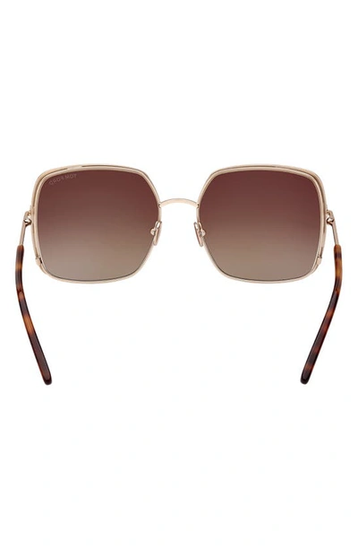 Shop Tom Ford Raphaela 60mm Butterfly Sunglasses In Shiny Rose Gold/ Brown