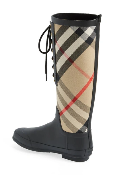 Shop Burberry Simeon Check Waterproof Rain Boot In Archive Beige Ip Chk