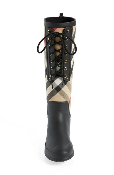 Shop Burberry Simeon Check Waterproof Rain Boot In Archive Beige Ip Chk