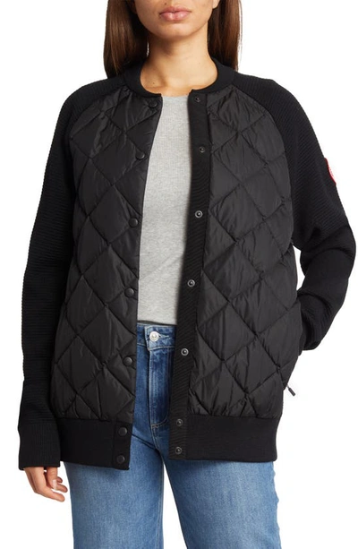 Canada Goose Hybridge Quilted-knit Bomber Jacket In Black