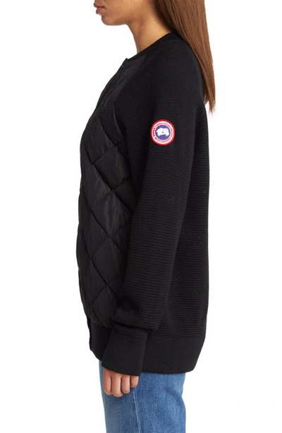 Canada Goose Hybridge Quilted-knit Bomber Jacket In Black