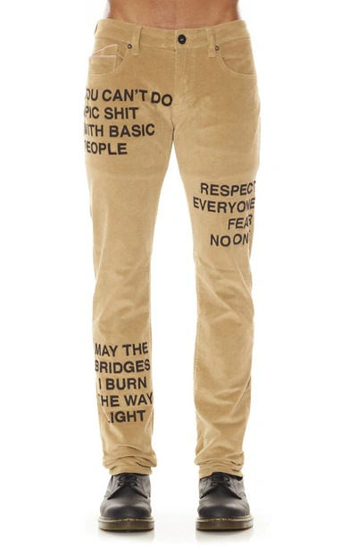 Shop Cult Of Individuality Rocker Slim Corduroy Pants In Beige