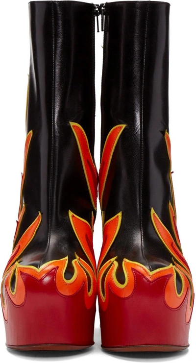 Shop Vetements Ssense Exclusive Black & Red Leather Flame Boots