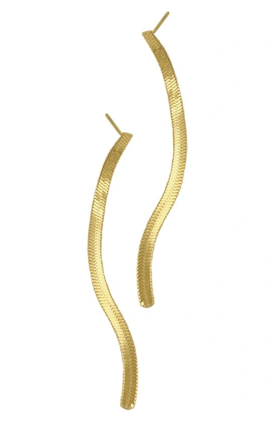 Shop Adornia Water Resistant Herringbone Chain Linear Drop Earrings In Yellow