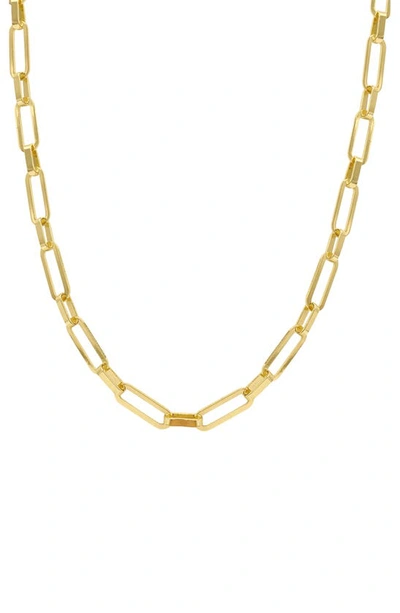 Shop Adornia Water Resistant 14k Yellow Gold Plated Stainless Steel Sharp Edge Paperclip Chain Necklace