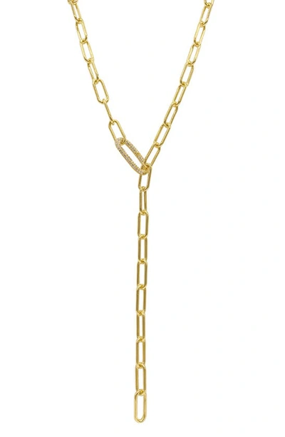 Adornia 14k Yellow Gold Plated Paperclip Chain Lariat Necklace In Yellow