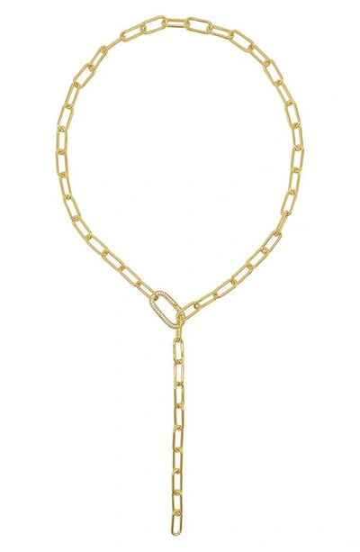 Adornia 14k Yellow Gold Plated Paperclip Chain Lariat Necklace In Yellow