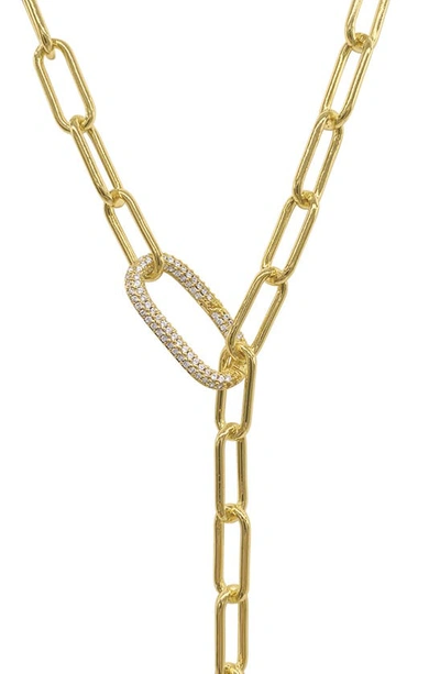 Adornia 14k Yellow Gold Plated Paperclip Chain Lariat Necklace In Yellow