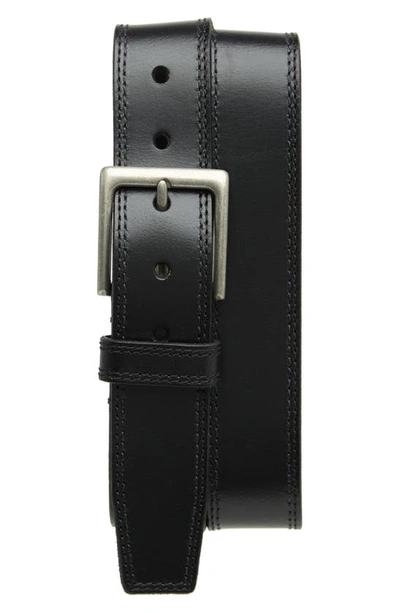 Shop Frye 38mm Stitched Edge Leather Belt In Black/ Antique Nickel