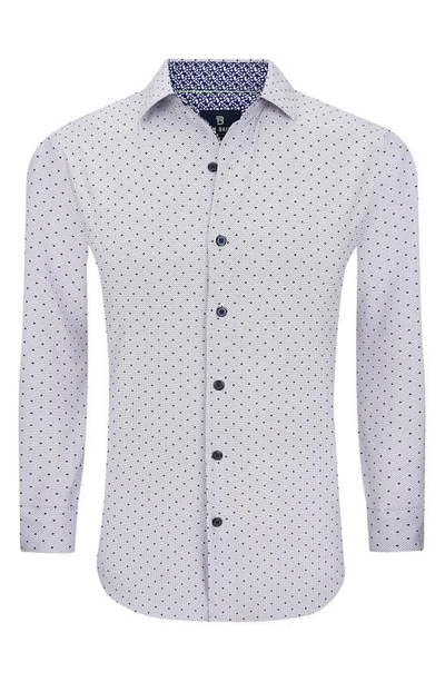 Shop Tom Baine Slim Fit Print Long Sleeve Button-up Dress Shirt In White
