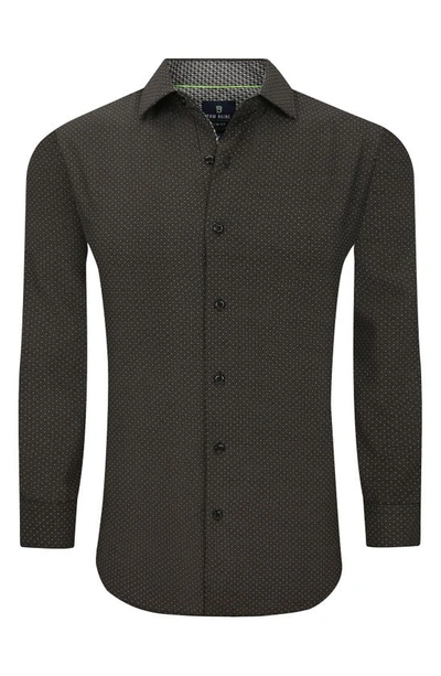 Tom Baine Slim Fit Print Long Sleeve Button-up Dress Shirt In Black