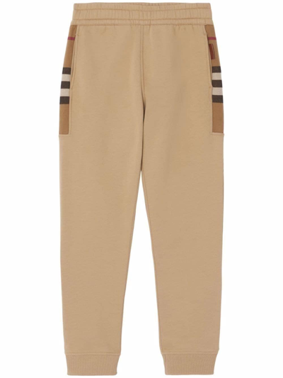 Shop Burberry Check-pattern Track Pants In Neutrals