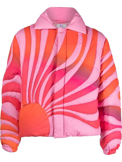 Shop Erl Pattern-panelled Bomber Jacket In Pink