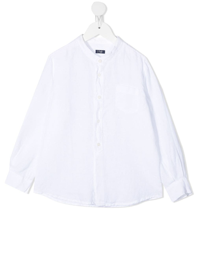 Shop Il Gufo Collarless Pullover Shirt In White