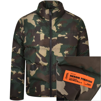 Shop Heron Preston Camo Puffer Jacket Green