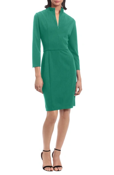 Shop Donna Morgan Mock Neck Sheath Dress In Verdant Green