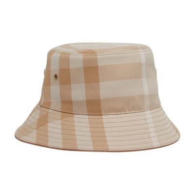 Shop Burberry Checked Bucket Hat In Soft Fawn