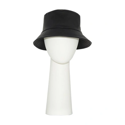 Yves Salomon Leather Bucket Hat In Noir