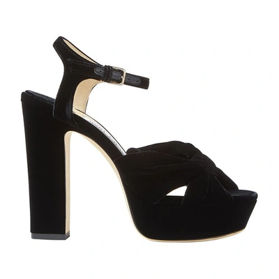 Shop Jimmy Choo Heloise 120 Velvet Sandals In Black