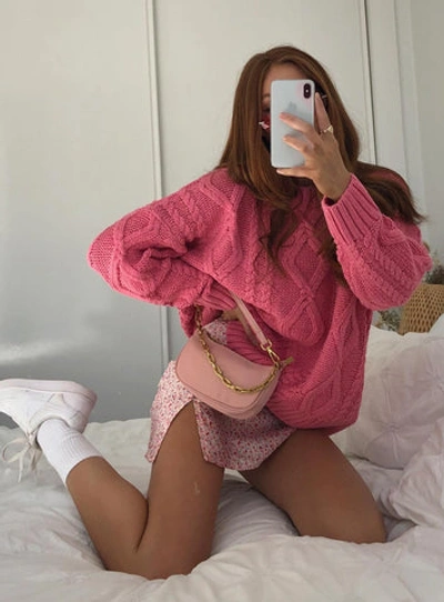 Shop Princess Polly Anaya Oversized Sweater In Pink