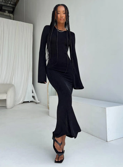 Shop Princess Polly Amersham Long Sleeve Maxi Dress In Black
