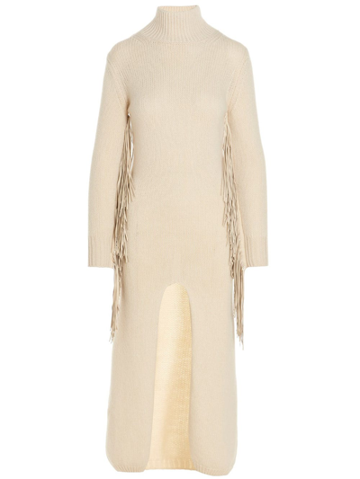 Shop Mixik Annie Midi Dress Ivory With Bangs In White