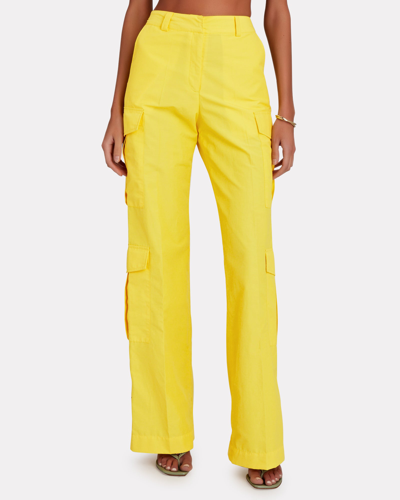Shop Aknvas Eve Cotton-blend Wide-leg Pants In Yellow
