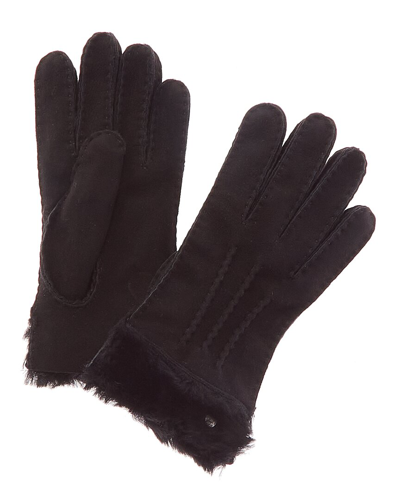 Shop Ugg Exposed Shearling Gloves In Black