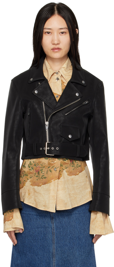 Shop Perverze Black Riders Faux-leather Jacket