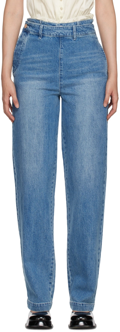 Shop Shushu-tong Ssense Exclusive Blue Double Layer Jeans In Bl100 Blue