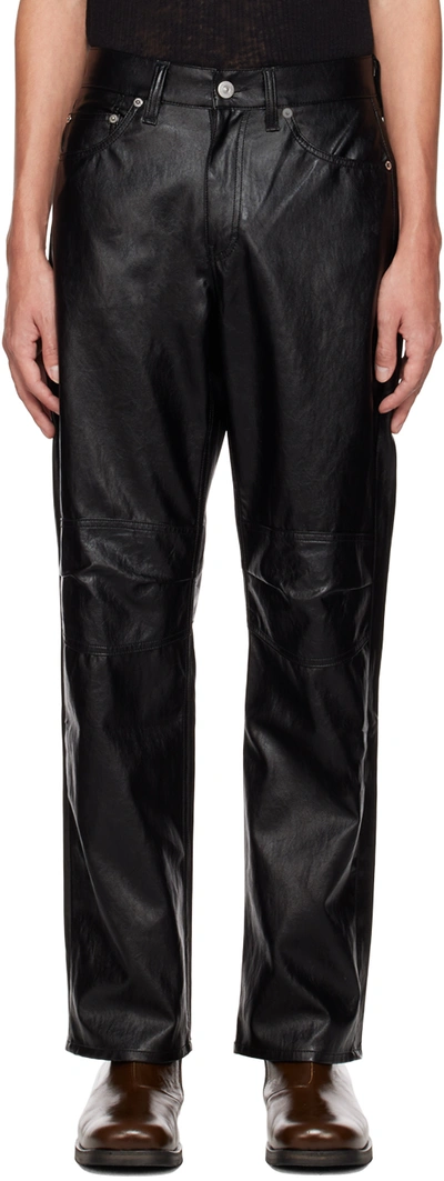 Shop Our Legacy Black Formal Moto Cut Faux-leather Trousers In Cageian Black Fake L