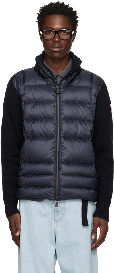 Moncler Padded Wool Cardigan In Black ModeSens