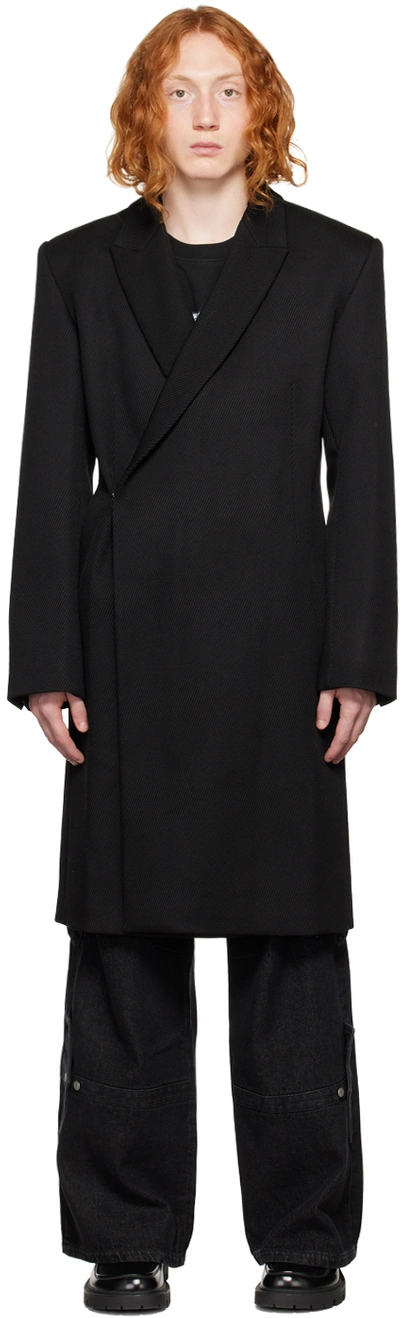 Shop Egonlab Black Notched Coat In Black Serge