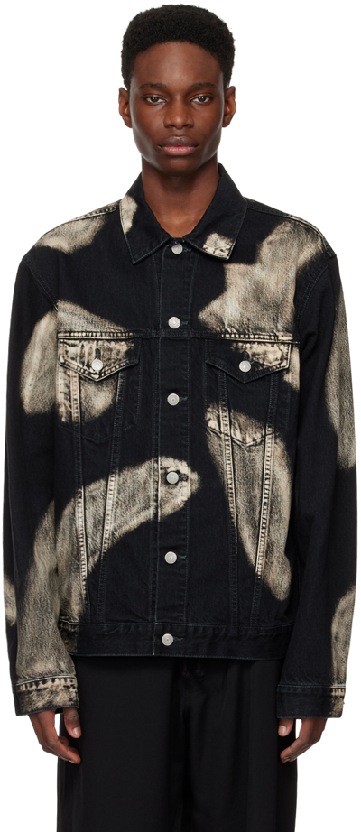 Shop Yohji Yamamoto Black Washed Denim Jacket