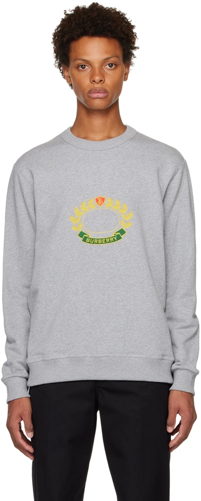 Shop Burberry Gray 'oak Leaf' Sweatshirt In Pale Grey Melange