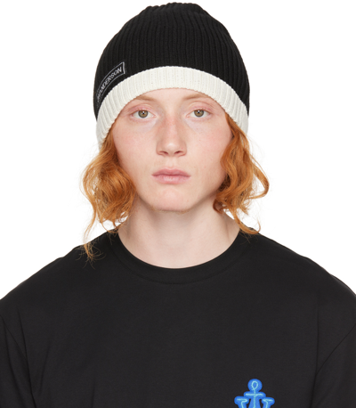 Shop Jw Anderson Black Bumper-tube Beanie In 902 Black/off White