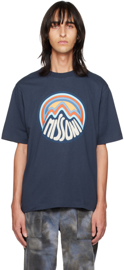 Shop Missoni Navy Print T-shirt In S7265 Navy
