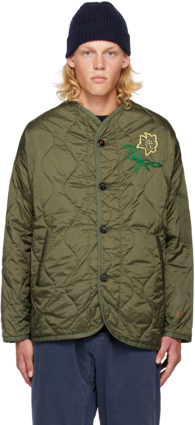 Shop President's Khaki Quilted Jacket In Army Green